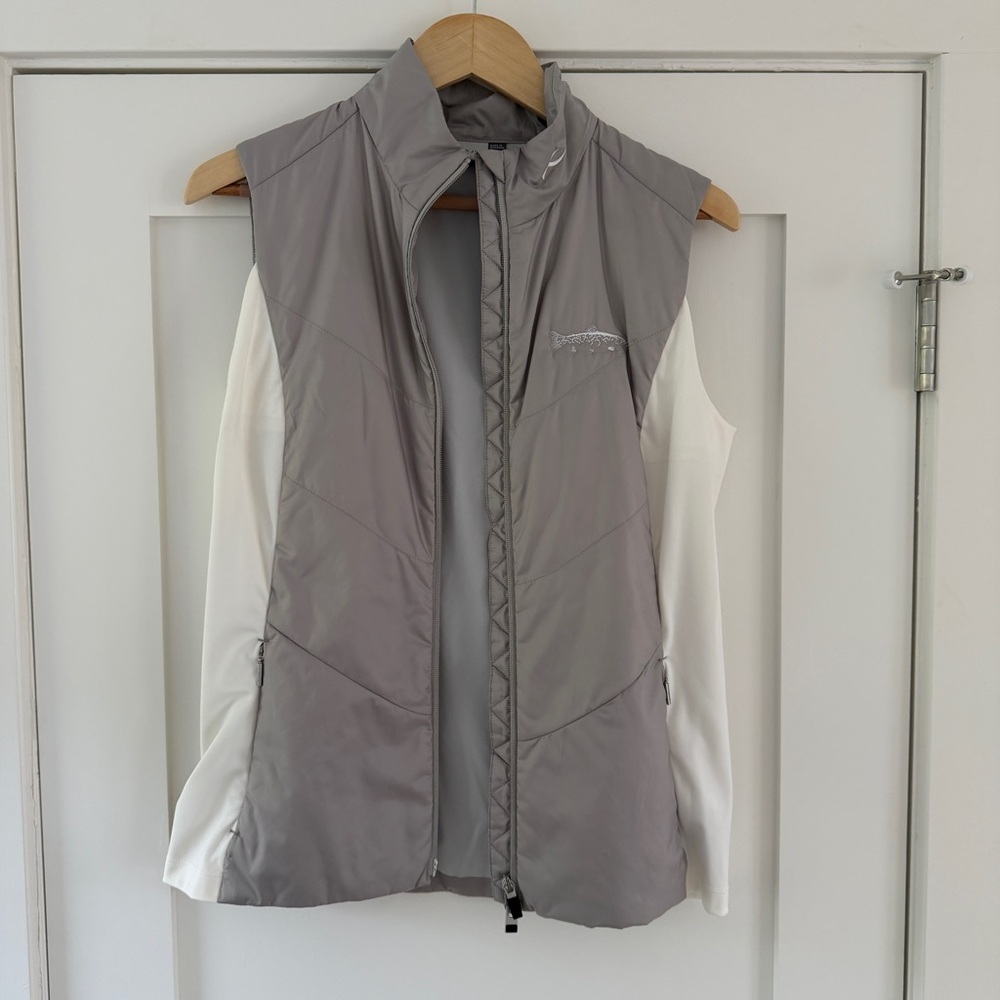 KJUS Gray and White Zip-Up Vest